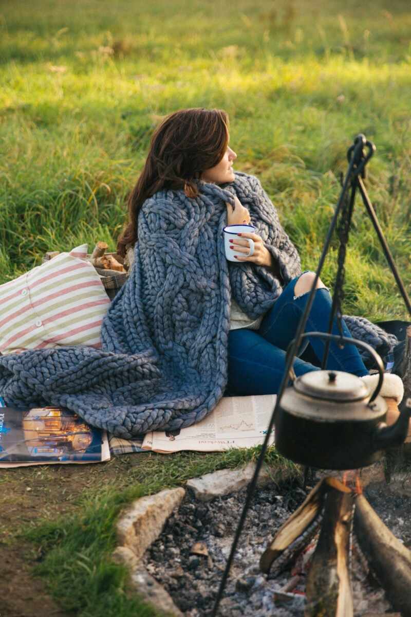 Chunky knit blanket