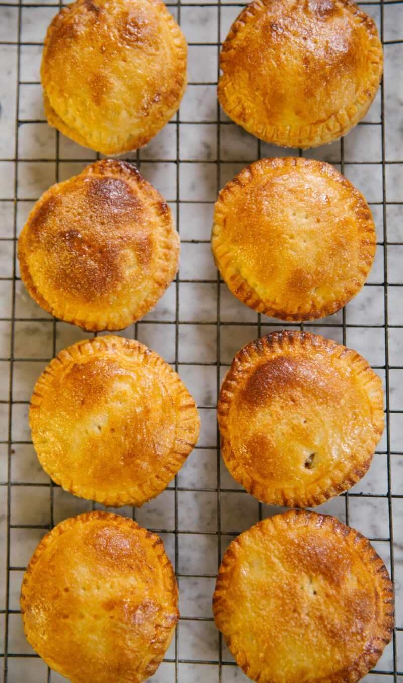 Individual apple pies, fresh from the oven 