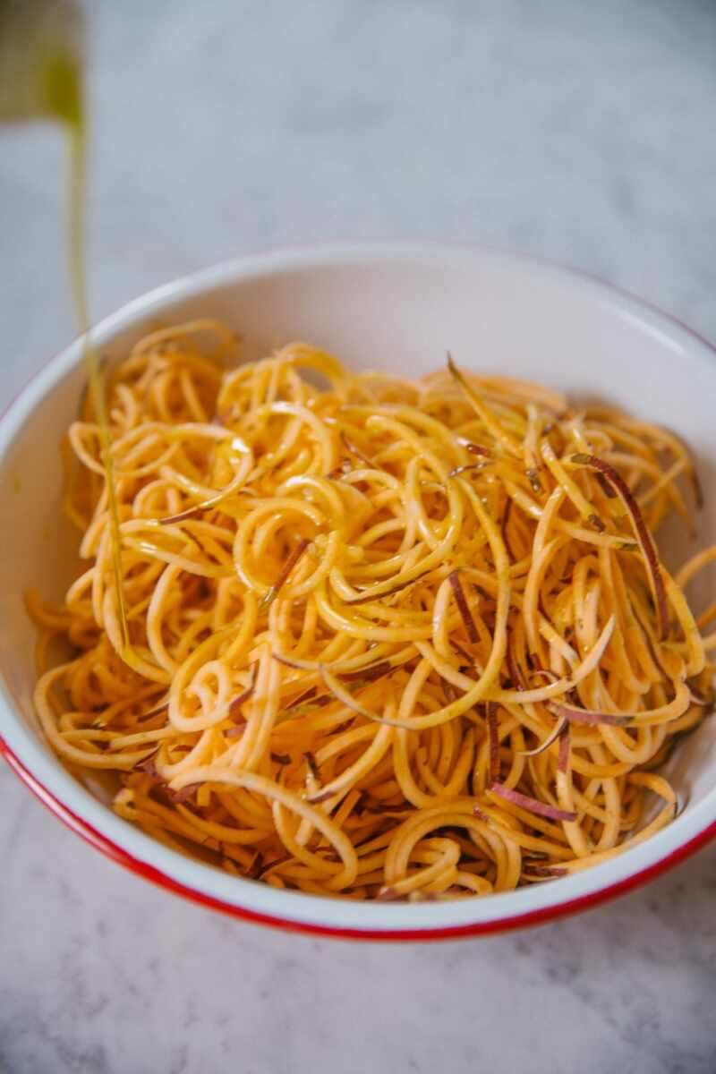 Spiralized sweet potatoes