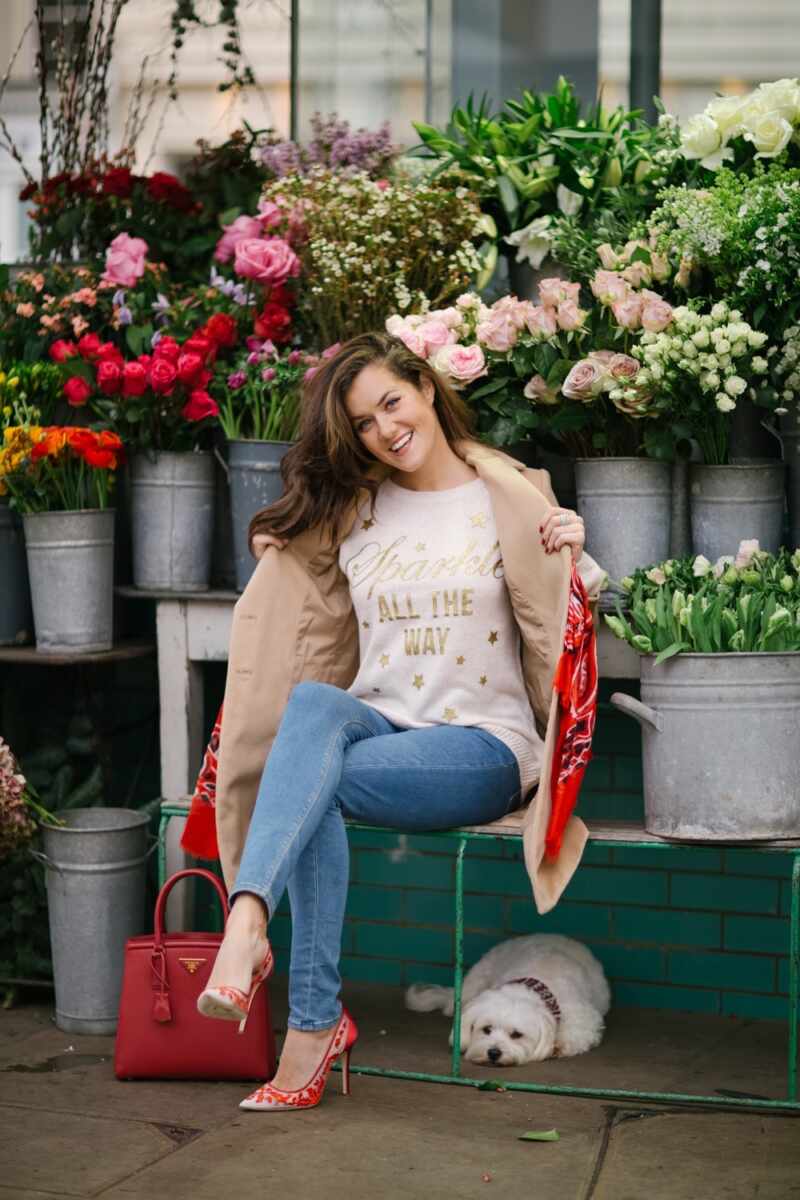 Christmas Jumper and Flowers in Notting Hill