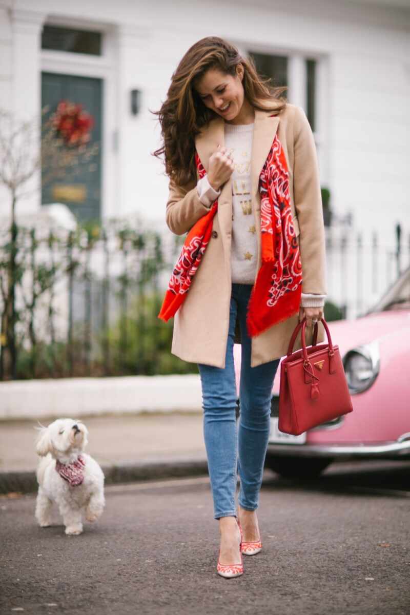 Festive Red Scarf and Red Prada