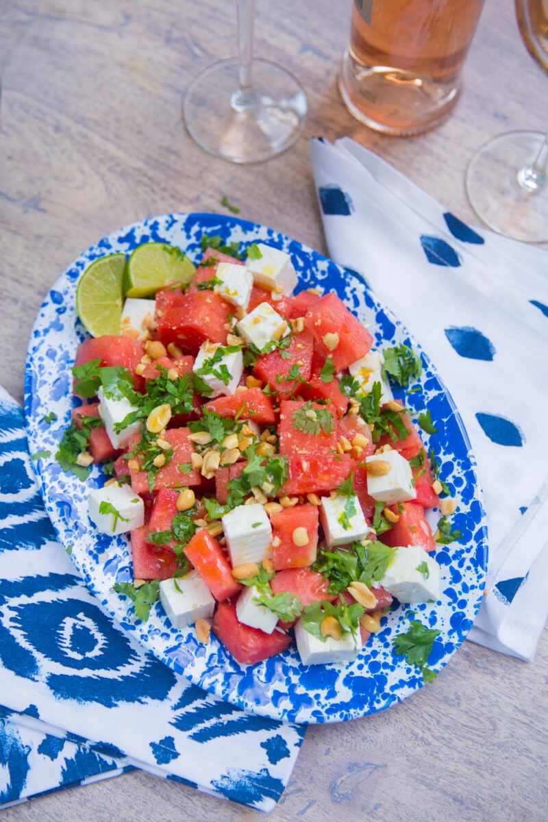 Watermelon Salad - Fresh, vibrant flavours with salty feta and crunchy peanuts 