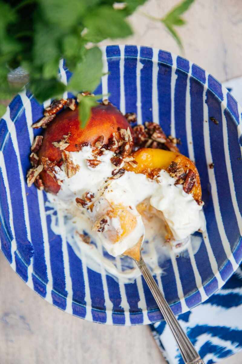 Pecan Peaches - low carb, sugar free summer dessert