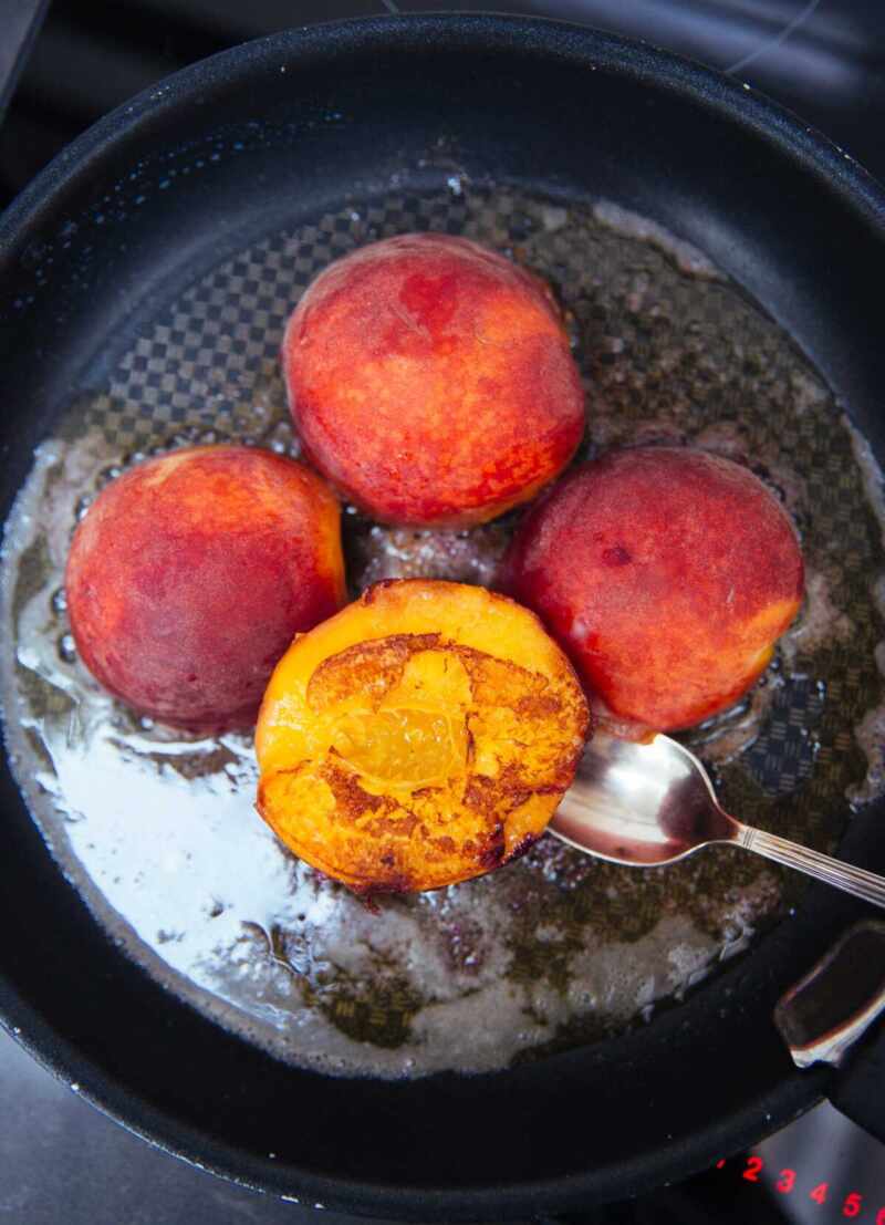 Frying peaches