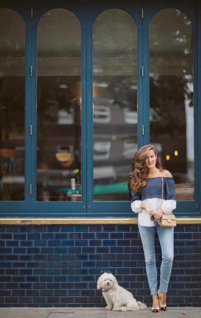 Blue white and beige 