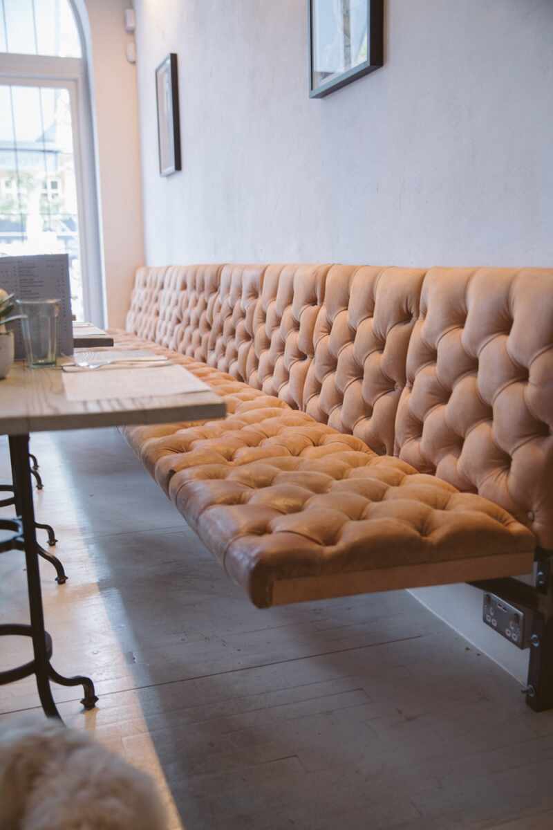 Beautiful leather buttoned bench