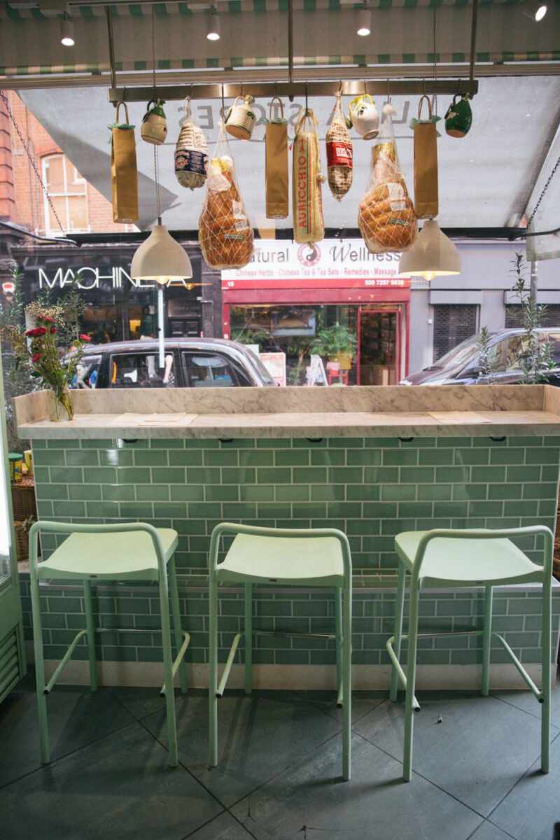 Deli in London with pretty green tiles!