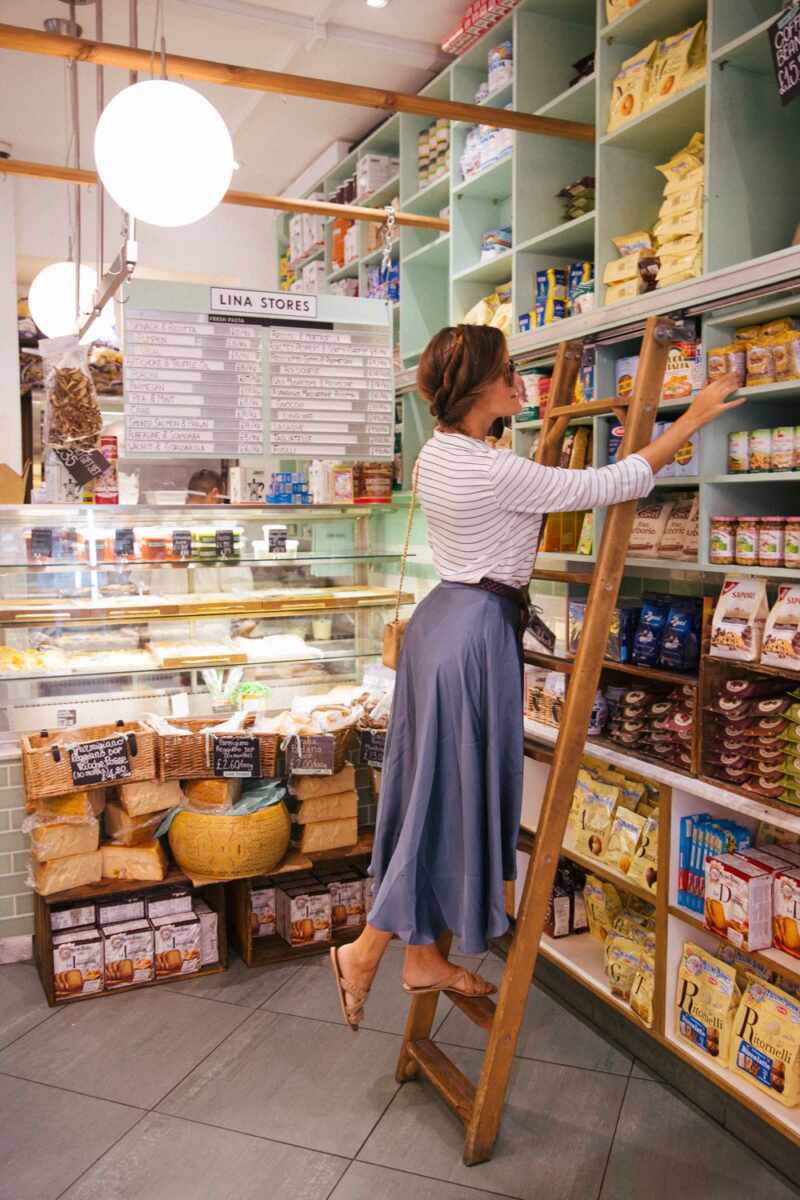Shopping in Italian Deli in Soho, London